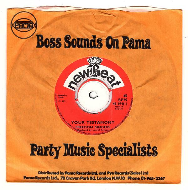 

7inch Record FREEDOM SINGERS Your Testamony NB074 newBeat 1971 UK Reggae Ska Dub Used