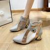 New Shoes High Heels Cutout Shoes Thick Heels Fashionable and Versatile Shoes Cool Boots Women's Boots