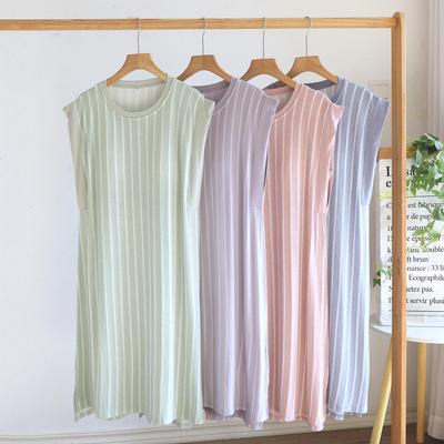 Damen ärmelloses Sommer-Nachthemd aus Modal mit integriertem BH, Große Größen, Lockerer Schnitt, Einteiliges Pyjama-Kleid