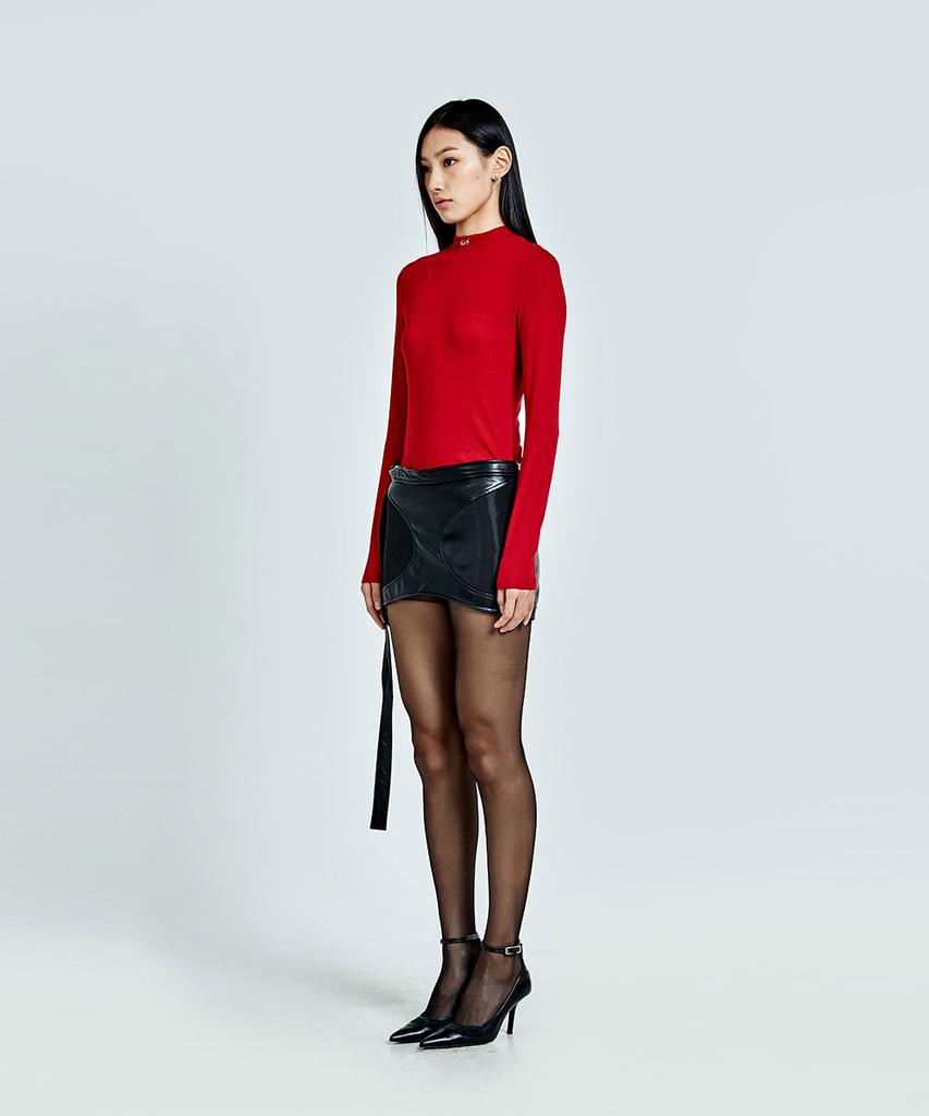 51Peosenteupoumeon Hybrid Leather Mini Skirt - Black(Woman)