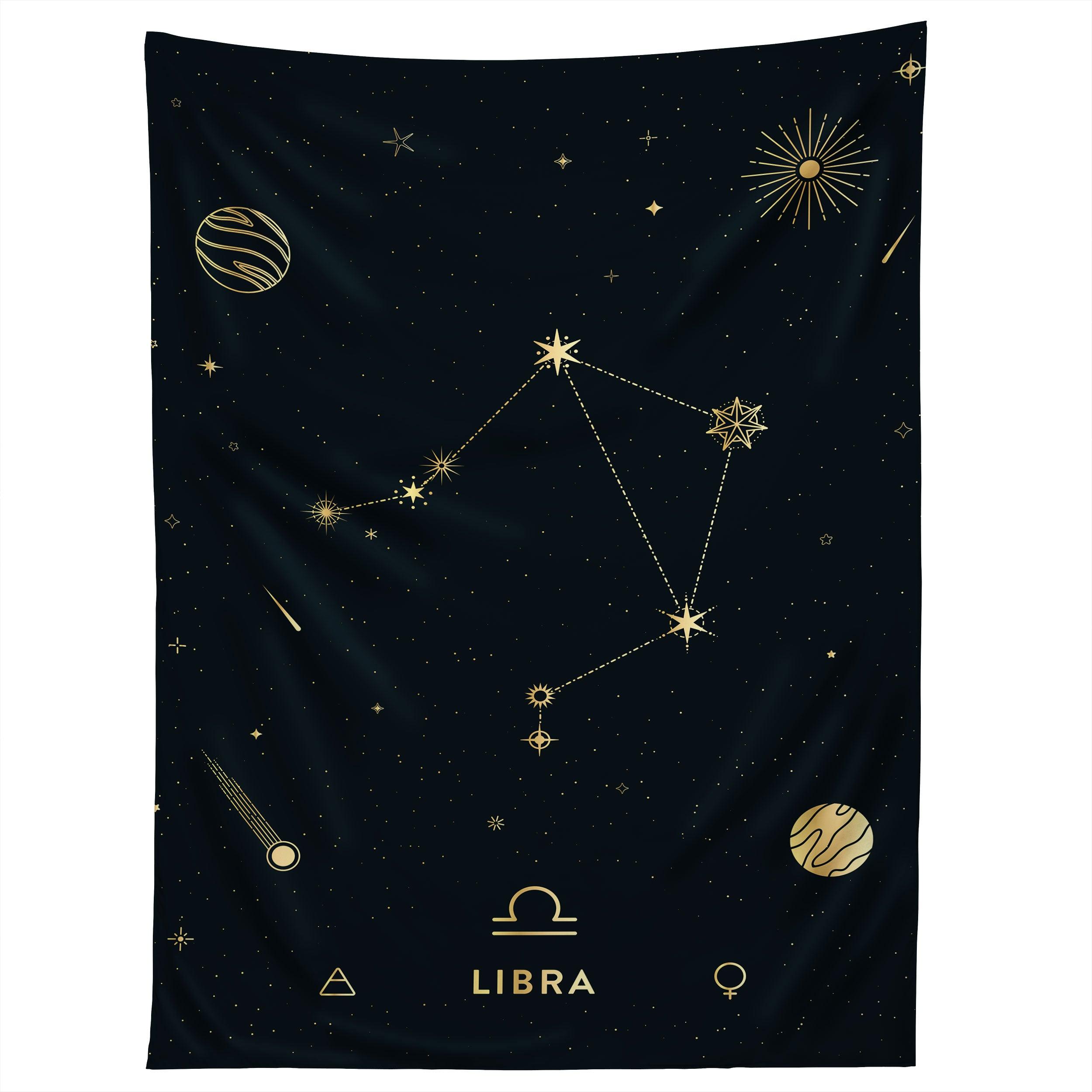 LIBRA CONSTELLATION IN GOLD tapestry 75x100