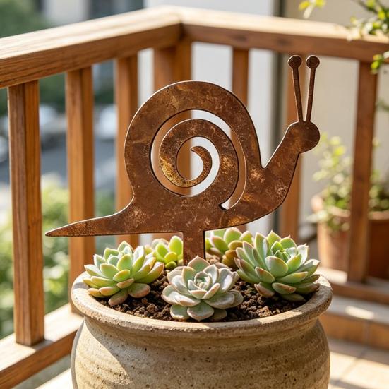 Schnecken-Ornamente Gartenstecker-Silhouetten Erdspieß Wetterbeständiges Eisen Retro Verwitterte Textur Figuren für Hof und Terrasse