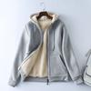 Thick Fleece Hooded Jacket Autumn and Winter Loose Casual Warm Sportswear Cardigan Hooded Sweatshirt for Women