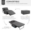 4-in-1 Single Armchair Convertible Chair Bed Pouf Reclining Backrest 5 Levels Folding Footrest, Load 200 Kg, Metal Frame and Linen Fabric Gray