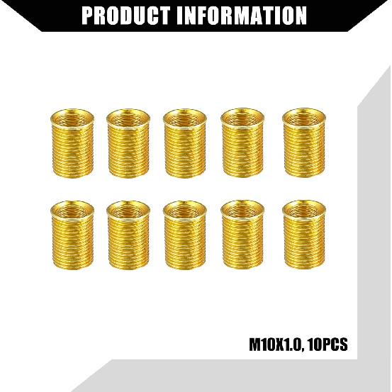 Outer/Universal Spark Plug Thread Repair Tools with M10x1.0 Inner Thread Inserts and M12x1.0 Tap/Durable/Metal / 1 Set Gold Tone