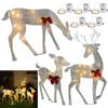 3Pcs Family Lighted Deer Christmas Decor Metal with 5Pcs LED String Light LED Christmas Lighted Reindeer for Garden Party Decor