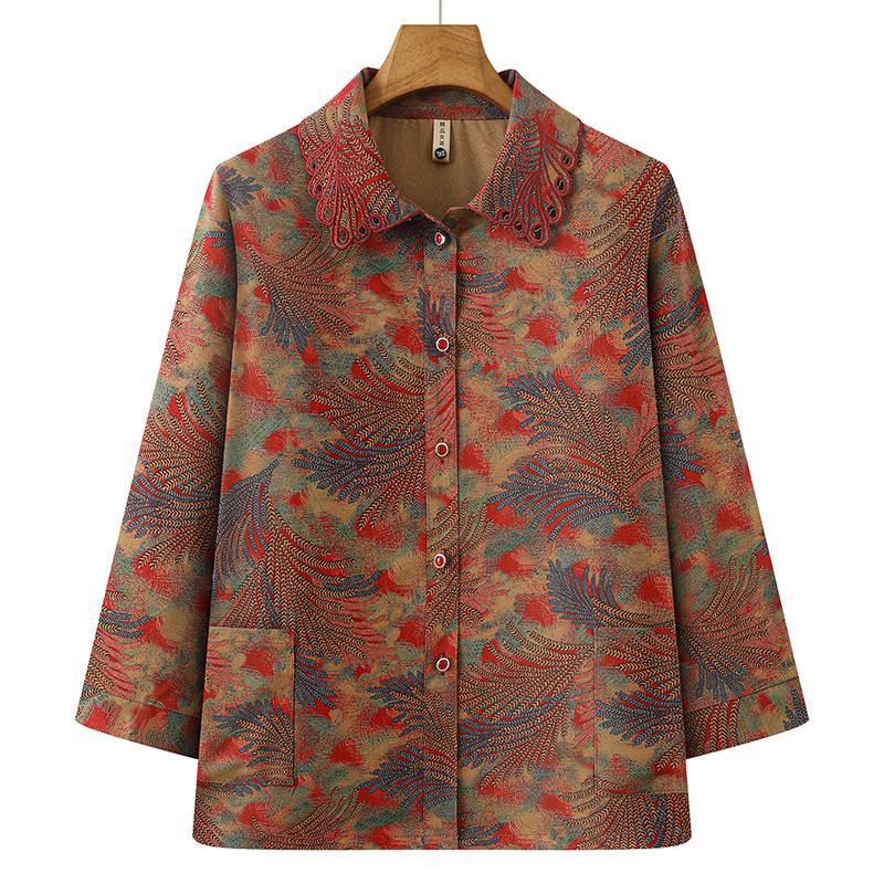 

Vintage-Inspired Loose Lapel Shirt for Spring/Summer 3XL - suitable for 120-135 lbs червоний
