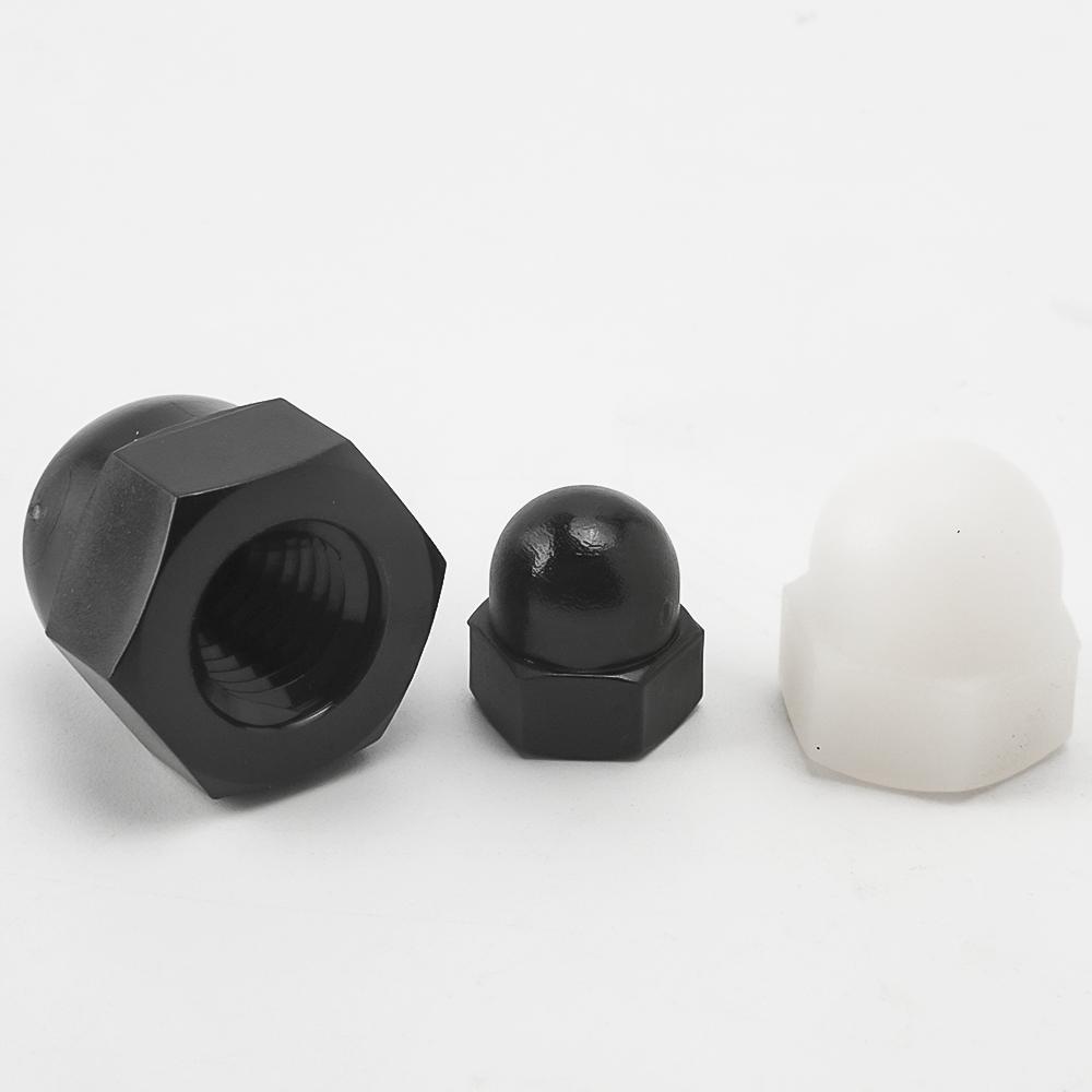 5-100 Stück Nylon Sechskant-Kuppelmutter M3 M4 M5 M6 M8 M10 M12 M14 M16 M18 Schwarz/Weiß Kunststoff Sechskant-Abdeckkappe Muttern Nylon Acorn Sechskantmutter