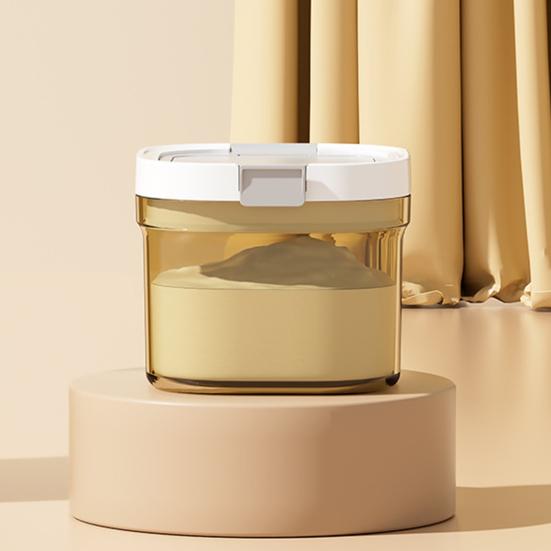 Sealed Milk Powder Jar Transparent Flour Canister Airtight Cereal Container with Scoop Leakproof Food Storage Jar for Cupboard Countertop Pantry