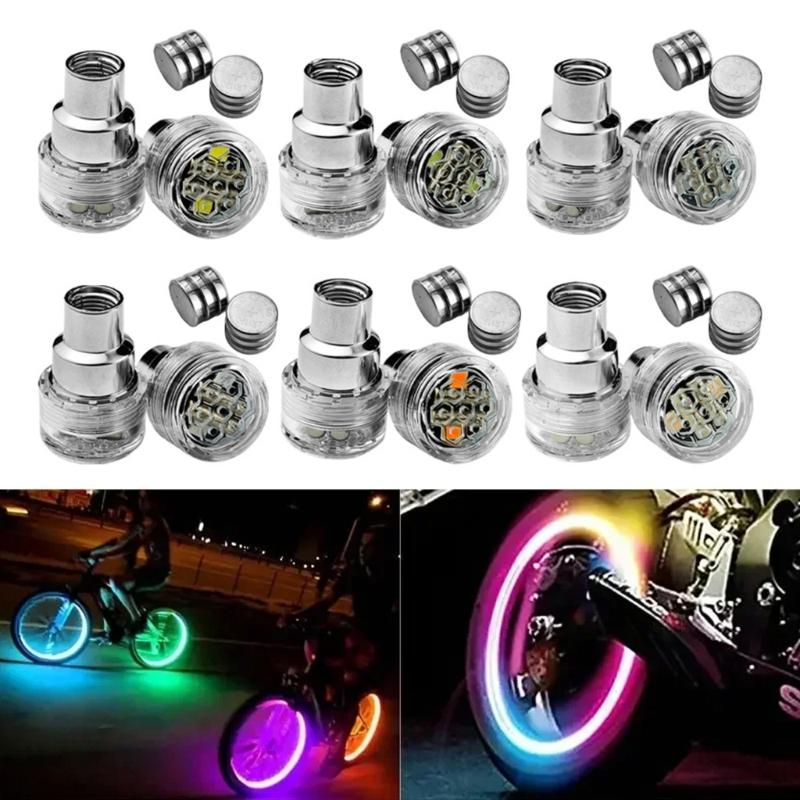 Motorcycle Electric Bike LED Valves Cap Waterproof Tire Accessories Improved Visibility LED Wheel Light