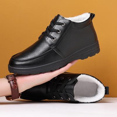 Winter Warme Samt Verdickte Herren Freizeitschuhe Schnürschuhe High-Top Baumwollschuhe Mittelalterliche und Ältere Schuhe