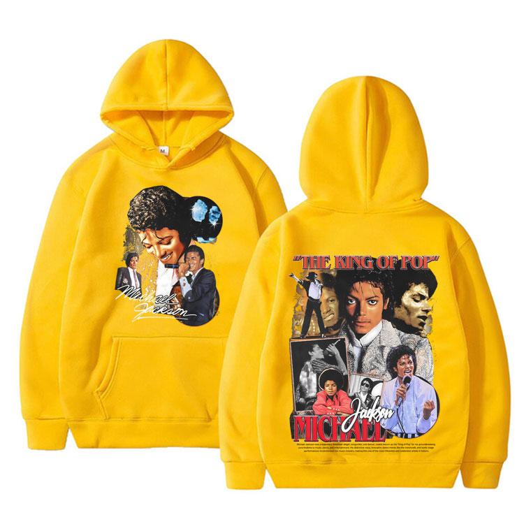Classic Michajackson King Of Pop Double Sided Print Hoodie Men Vintage Gothic Rock Sweatshirt Man Casual Oversized Streetwear