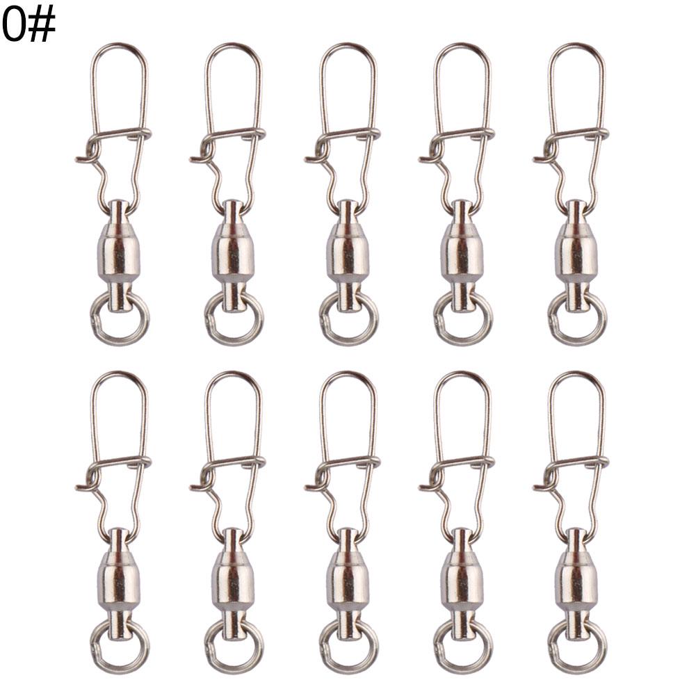 10Pcs Stainless Steel Fishing Connector Bearing Rolling Swivel with Snap Pins