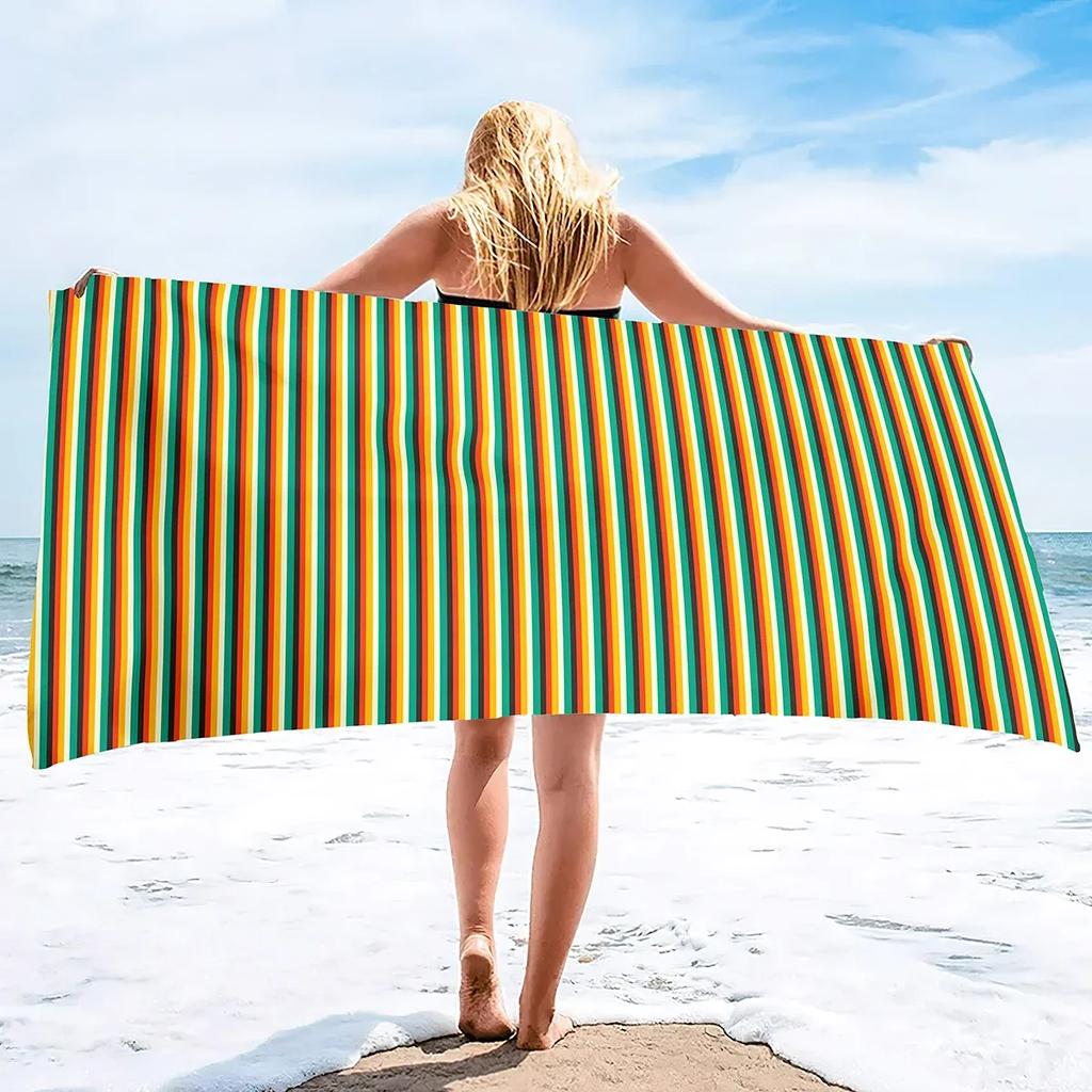 Oversize Ręcznik Plażowy Pluszowy Grubość Duży Ręcznik Basenowy, Pasiasty Szybkoschnący Ręcznik Pływacki Miękki Chłonny Bez Piasku Ręczniki Kąpielowe
