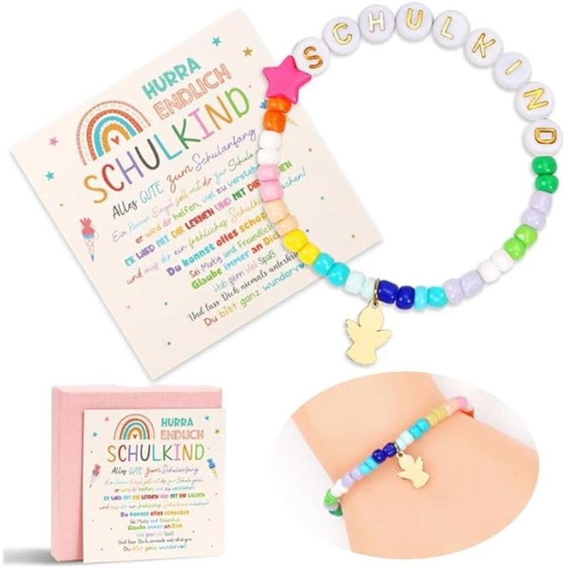 Creative Letter Bead Bracelet With/without Pendant Detail, Acrylic Design Wristlet For Teens Daily Accessories