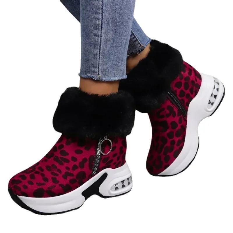 Chunky Platform Snow Boots for Women Thick Bottom  Winter Booties Woman Non Slip Faux Suede Ankle Botas Female Plus Size 43
