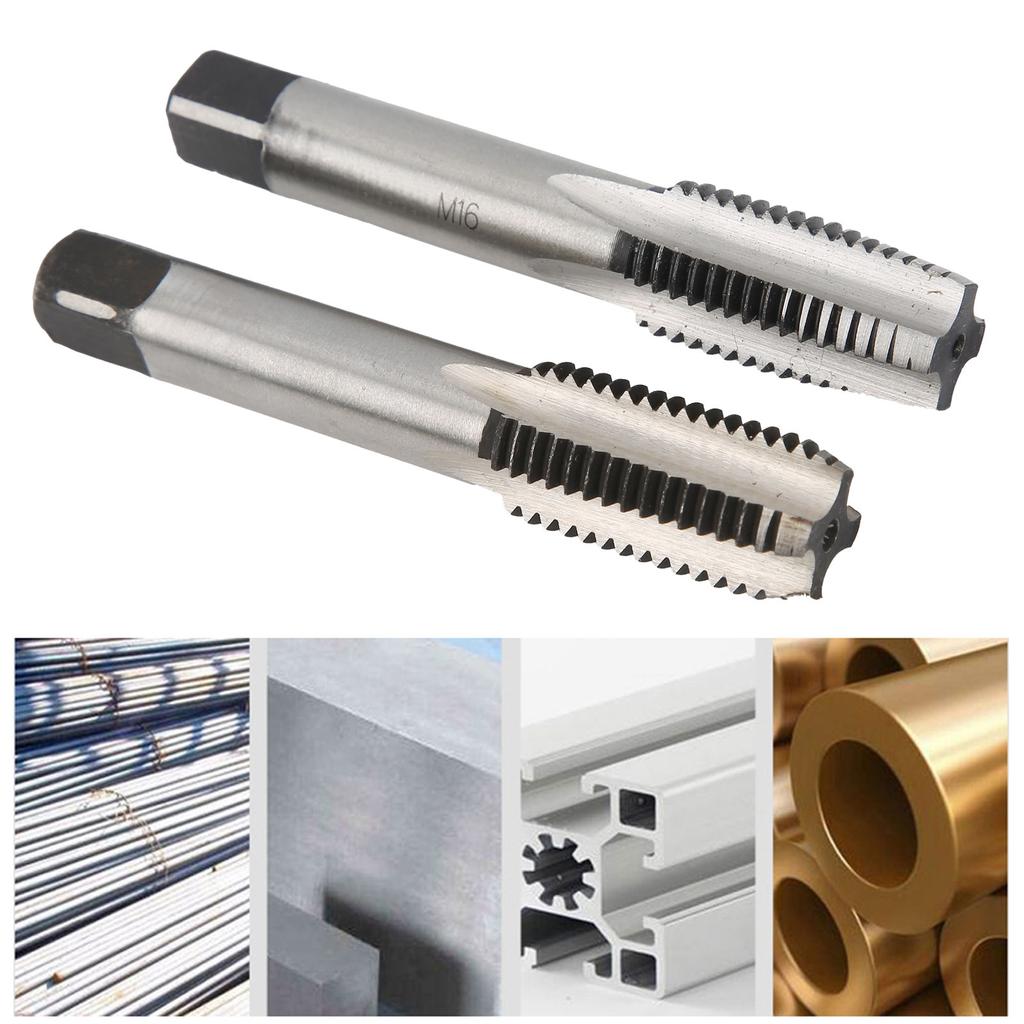 Metric M16 Hand Screw Tap Drill Bit Straight Flute Carbon Steel Thread for Wood Plastic