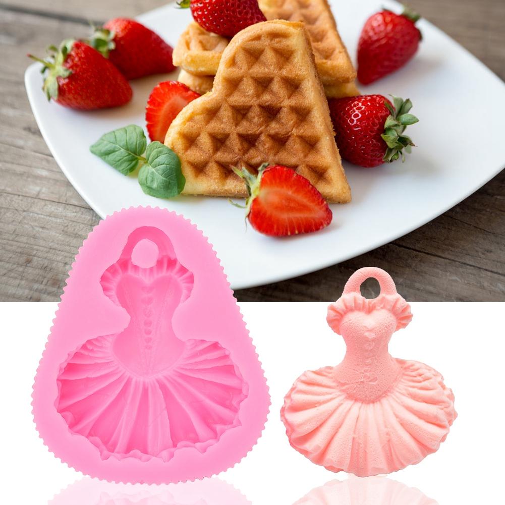 Household Kitchen Pink Dancing Skirt Silicone Mould Baking Cake Cookie Mold DIY ToolPink
