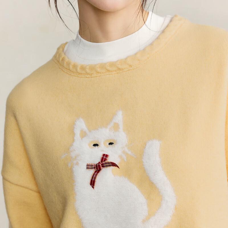 INMAN Women's Animal Jacquard Pullover Sweater