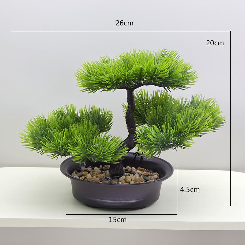 Plastics Changpai Scotch Pine Thuja Sutchuenensis Green Plant With Pot And Stone