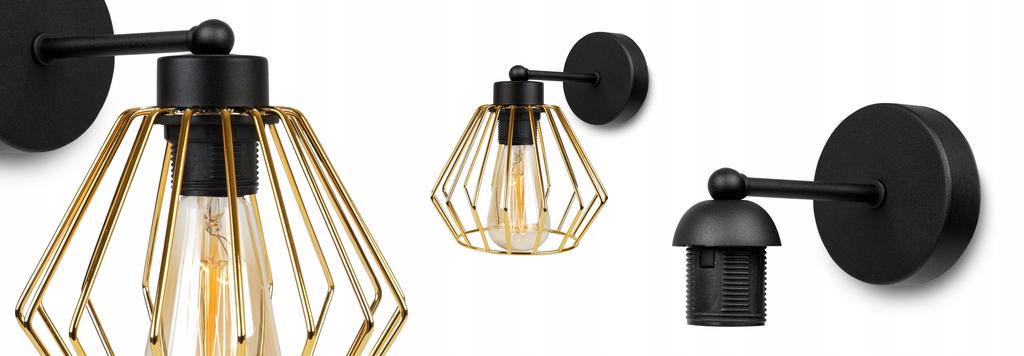 ELEGANT RETRO WALL LAMP WIRE GOLD LOFT