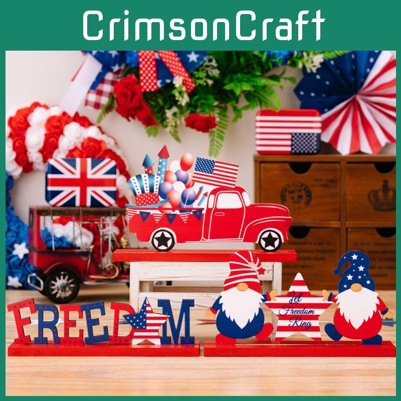 Festliche Dekorationen zum 4. Juli Holzgnom mit Schriftzug Tischornament