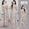 2026 Spring Floral Print Maternity Dress - French Fresh Korean Style, Loose Fit, Belly Covering Long Skirt