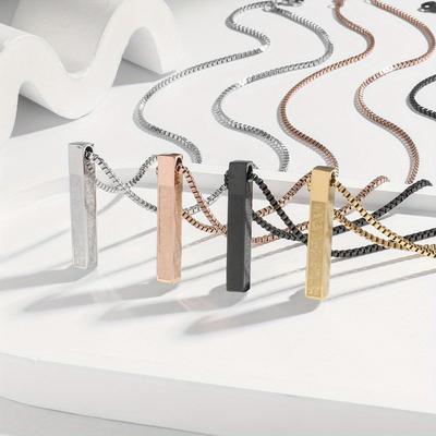 Unisex Stainless Steel Pendant Necklace - Elegant Pillar Design for a Fashionable Look