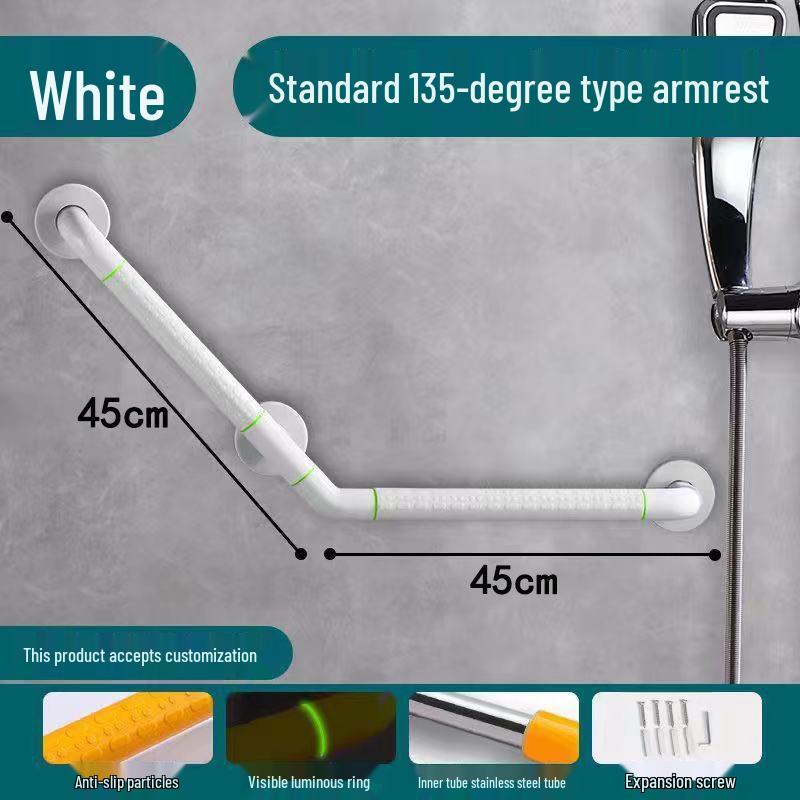 135° Anti-Slip Stainless Steel Bathroom Grab Bar for Elderly - Accessible Stair & Toilet Handrail
