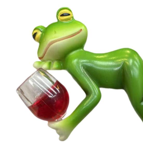 3Pcs/Set Mini Drinking Frog Figurine Standing Sitting Lying Cartoon Frog Statue Resin Sculpture Outdoor Garden Flower Pot Hugger Ornament