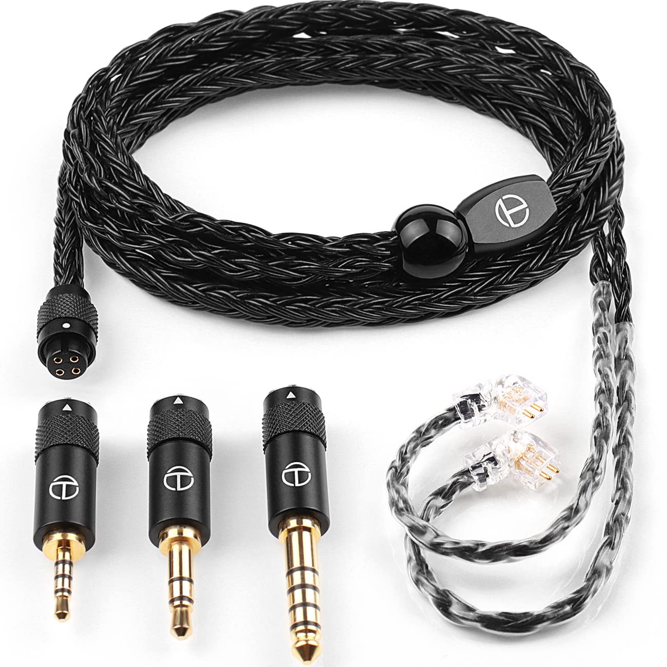 

TRN T2 Pro Сменный кабель QDC мм Сменный штекер Кабель для наушников 16-жильный посеребренный провод из ОЦК Сбалансированный кабель Earmoni Кабель для обновления наушников 2.5 3.5 чёрный