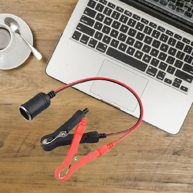 for w/ Battery Clamp Battery Clip-On & Cigarette Lighter Extension Cord Plug Soc