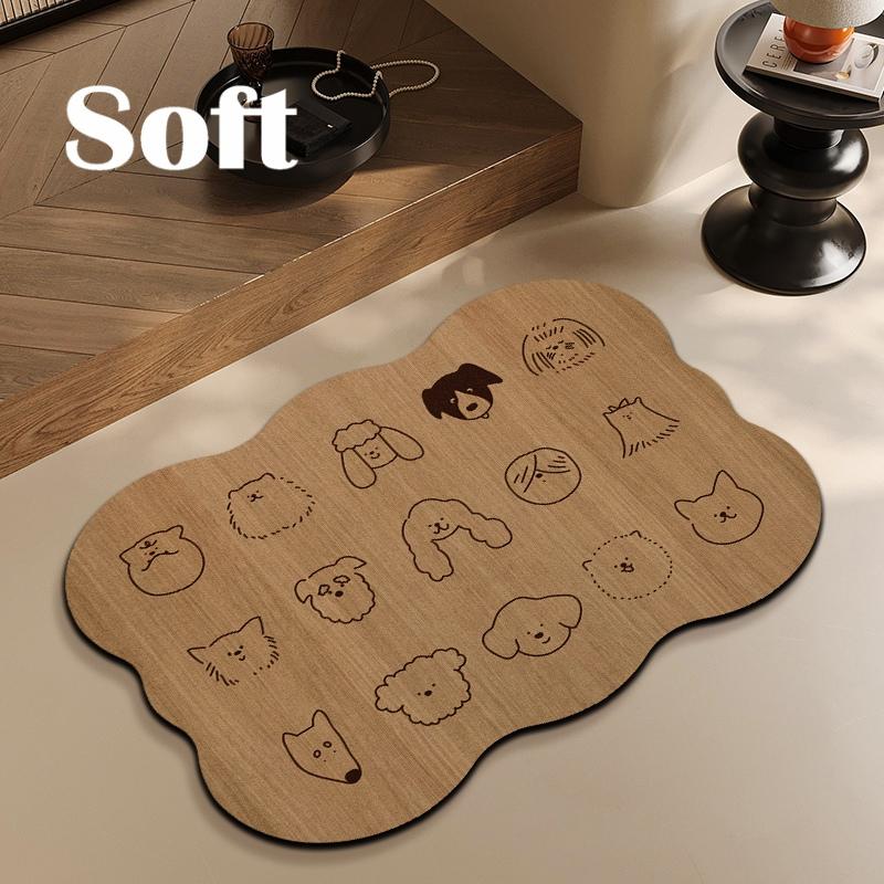 

Wood Grain Puppy Bathroom Mat, Cartoon Bathroom Mat, Absorbent Floor Mat, Diatom Mud 40x60cm
