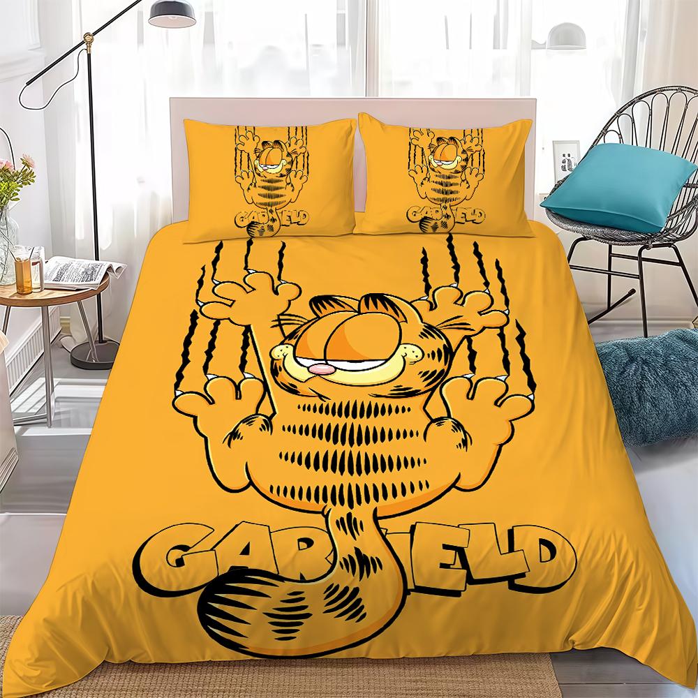Cartoon The G-Garfield Movie Cute Duvet Cover Set Home Style Bedding Soft Laundry Cotton Bed 3 Piece Set Student Dormitory Gift