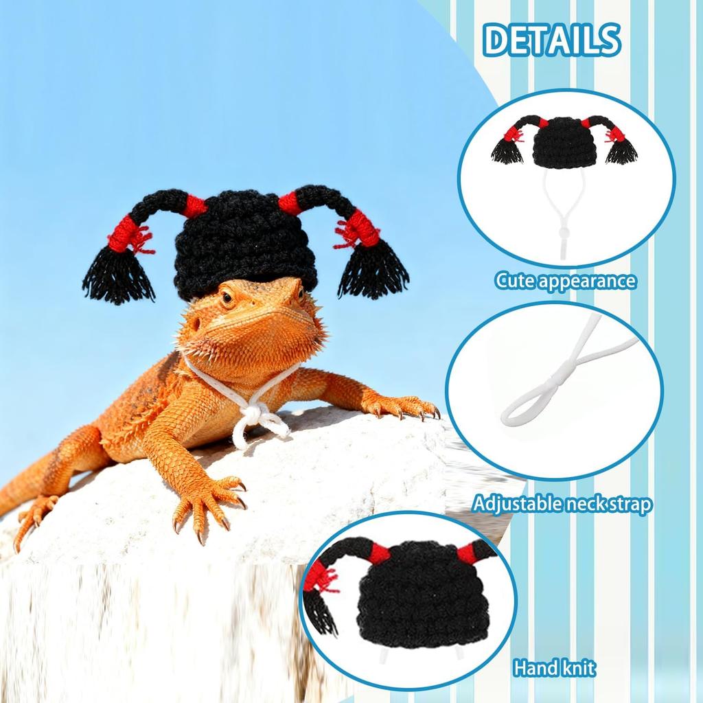 2 Pcs Mini Pet Hats - Small Animal Costume Accessories for Hamster Parrot Guinea Pig Snake Lizard