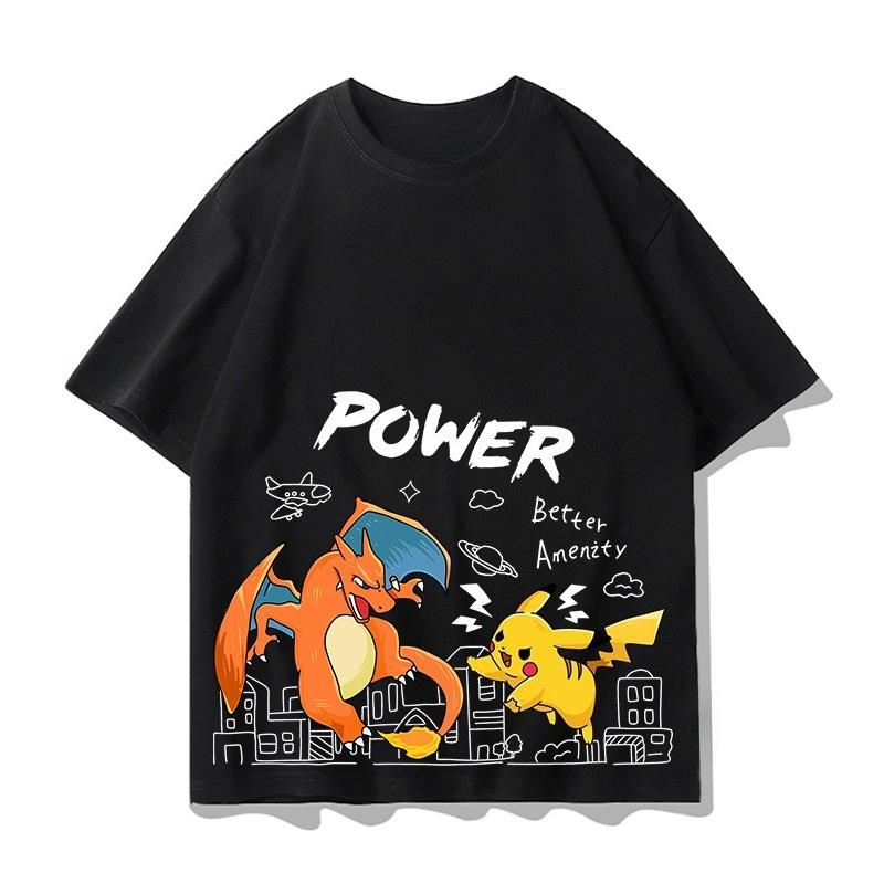 Pokémon Anime Oblečení Pikachu Oboustranně Tištěné Tričko 2026 Léto Dětské Tričko Venkovní Trénink a Fitness Pánské Sportovní Oblečení