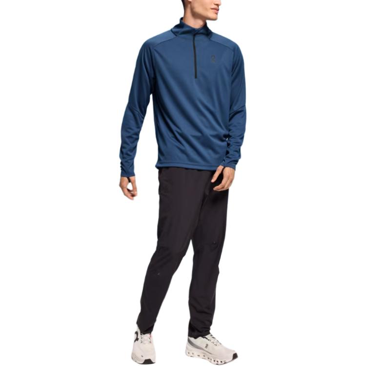 On Climate Comfortable Moisture-Wicking Warm Fitness Wear Men tops Navy-Blue 1ME10600488