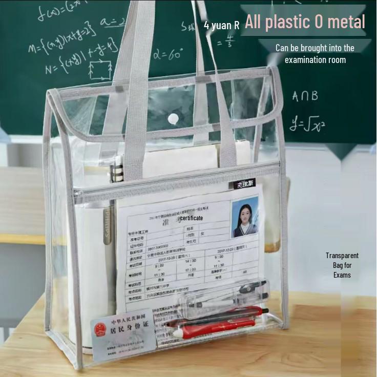 A4 Large Capacity Three-Layer File Bag with Transparent Mesh