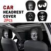 2Pcs Exaggerated Car Headrest Covers Funny Face Expressions Car Seat Headcover  Journey Must-Have