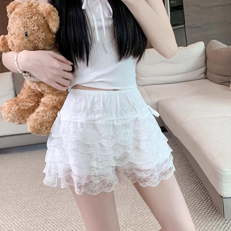 Women's Breathable Five-Layer Lace Puffy Mini Skirt Leggings - Anti-Exposure Summer Pumpkin Pants
