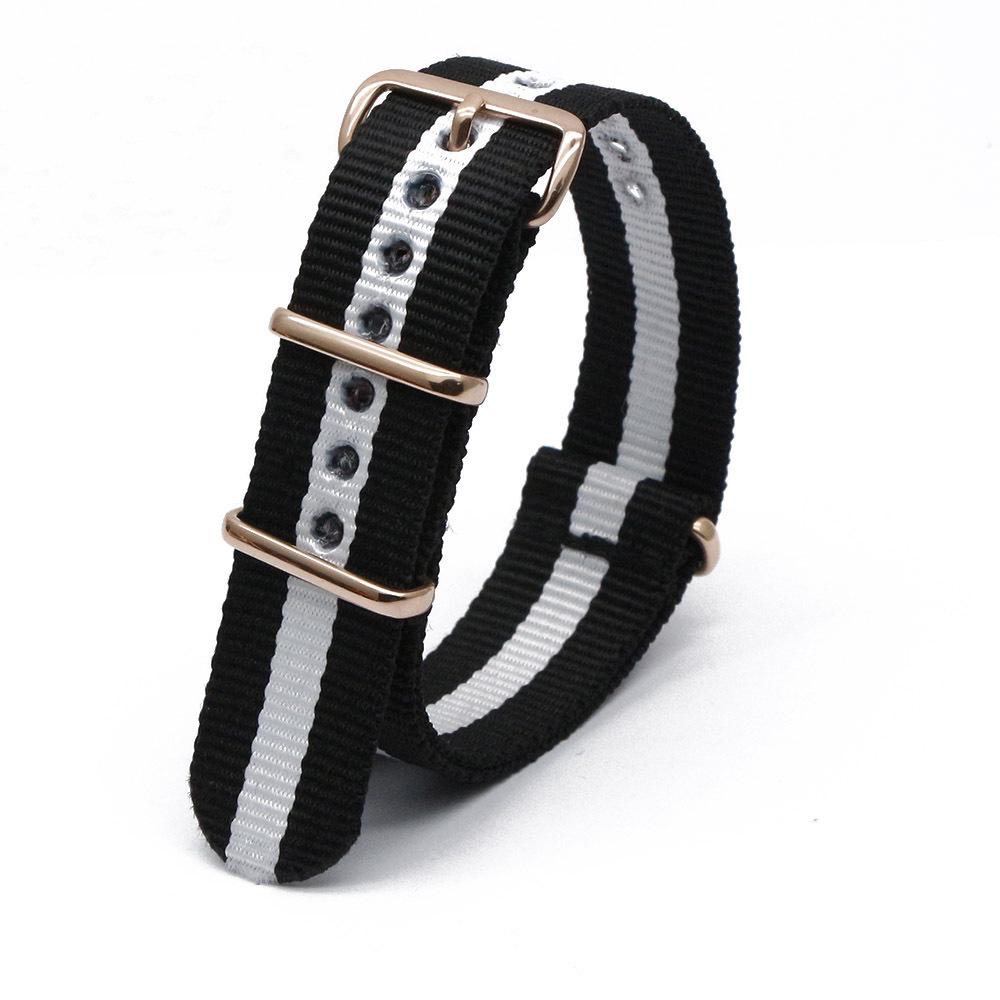 Rose Gold Buckle Nylon Watch Strap - Canvas Replacement for DW Watches