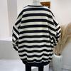 Plus Size Striped Patchwork Casual Loose Hoodie - Japanese & Korean Style