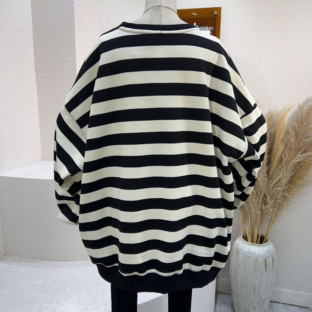 Plus Size Striped Patchwork Casual Loose Hoodie - Japanese & Korean Style