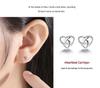 Higu E0046 S925 Silver Hollow Heart-Shaped Cartilage Stud Earrings