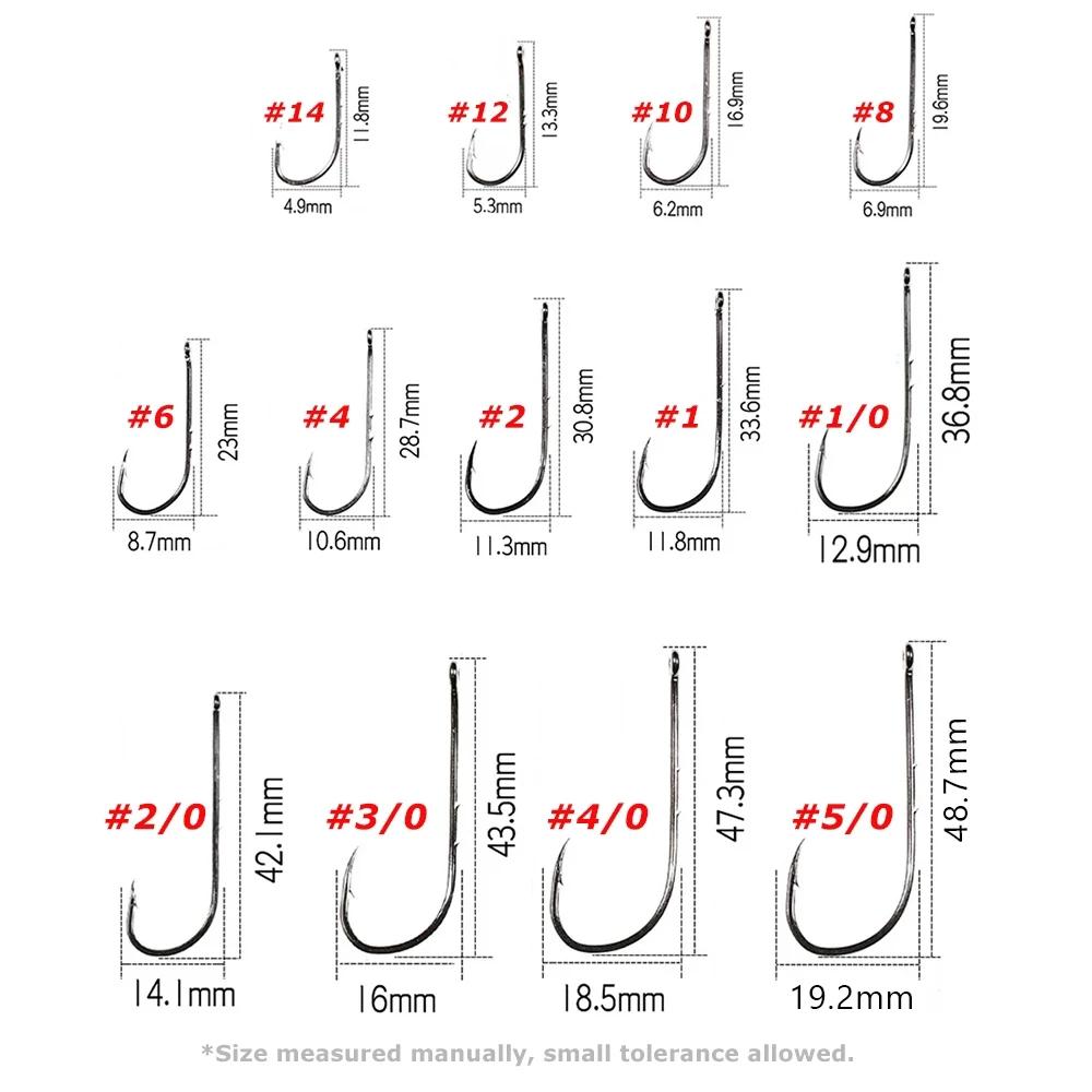 50PCS Baitholder Fishing Hooks High Carbon Steel Barbed Fish Hook Worm Pond Fish Bait Holder Size 10 12 14 1/0 2/0 3/0 4/0 5/0