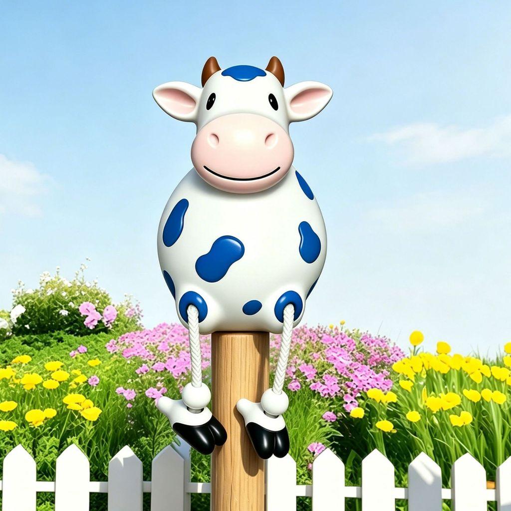 Decorazione Giardino in Resina a Forma di Mucca con Carina Statuina Appesa per Patio e Casa Regalo