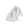 Child Bear Shirt Spring and Autumn Children's Clothing Boys' Long-Sleeved Shirt Tie Tops Baby Boy Stripes Lapel Clothes
