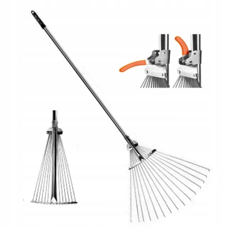 Adjustable Garden Rake for Grass & Leaves