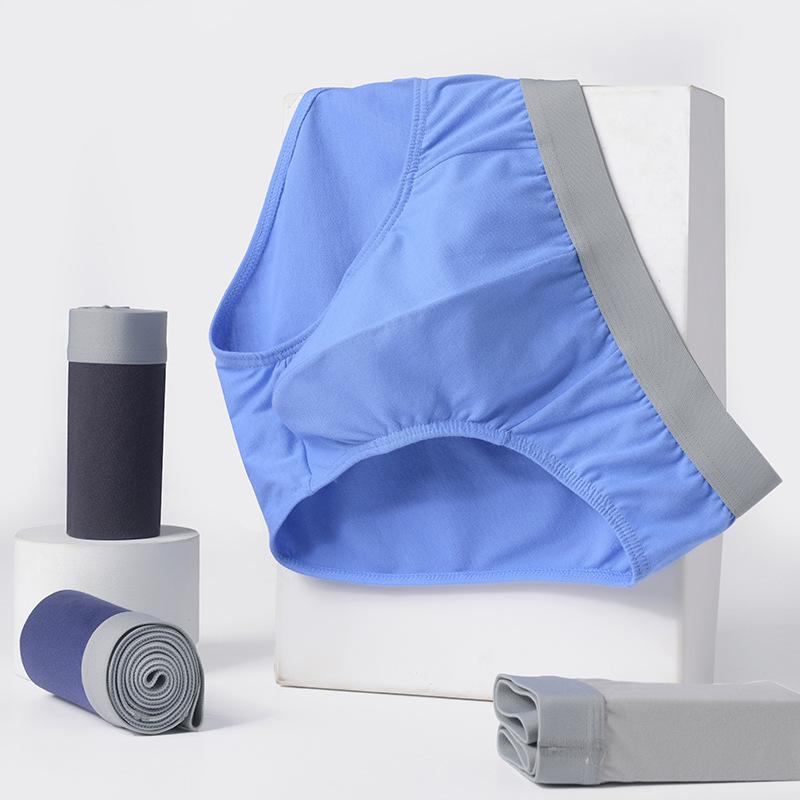 Large Size Men Spring and Summer New Pure Color Cotton Comfortable No Mark Flat Angle Underwear
