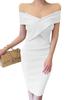 Cross Design Knit Dress for Tight Elegant Dress Free [Religeuses] Women, Off-Shoulder, Fit, Knee-Length, Sexy, (JP, Alphabet, Size, White)